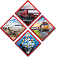 four modes of transport - truck, rail, air, ship 