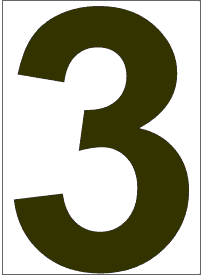 6" Number 3 "three"