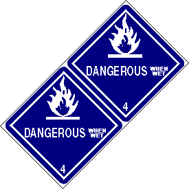 Dangerous When Wet Class 4 DOT 4"x4" Label