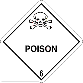 Poison Class 6 DOT 4"x4" Label