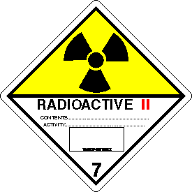 Radioactive II Class 7 D.O.T. 4"x4" Label