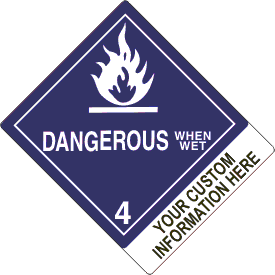 Custom 4" x 5" Dangerous When Wet Class 4 with Description Strip
