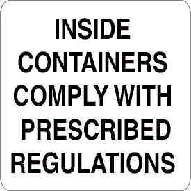 Inside Containers Comply with Prescribed Regulations Label