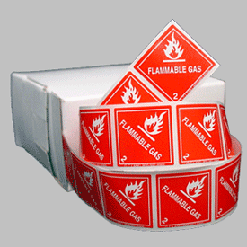 1" Square Flammable Gas Miniature Hazardous Material Label