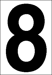 3.5 Inch Black #8 on White Vinyl