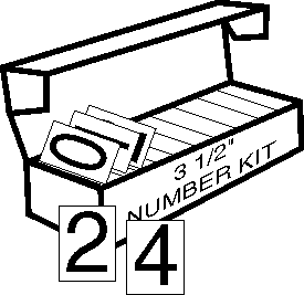 3.5 Inch Black Numbers on White Vinyl (50 each of Numbers 0-9)