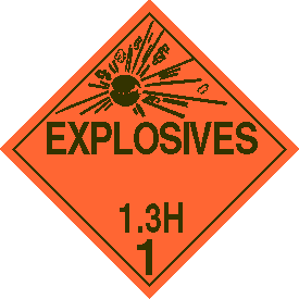 Vinyl 1.3H Explosive Placard