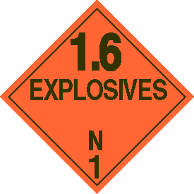 Vinyl 1.6N Explosive Placard