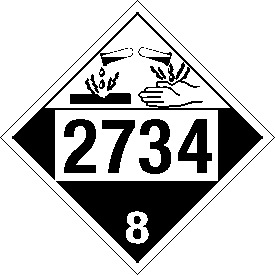 Vinyl 2734 Corrosive Class 8 Placard