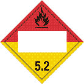Vinyl Blank Organic Peroxide 5.2 Class 5 Placard