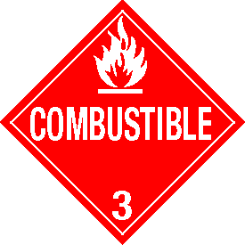 Rigid Polystyrene Combustible Class 3 Placard