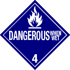 Rigid Polystyrene Dangerous When Wet Class 4 Placard