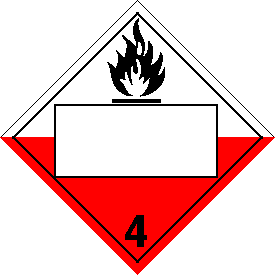 Rigid Polystyrene Blank Window Spontaneously Combustible Class 4 Placard