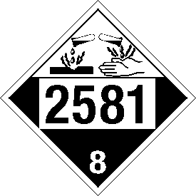 Tag-board 2581 Corrosive Class 8 Placard