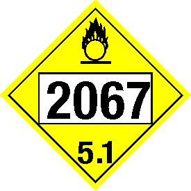 Tag-board 2067 Oxidizer 5.1 Class 5 Placard