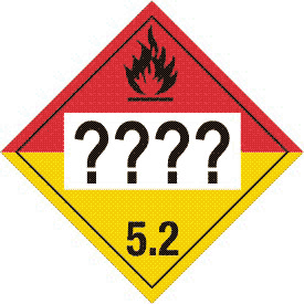 Tag-board Custom UN or NA Numbered Organic Peroxide 5.2 Class 5 Placard