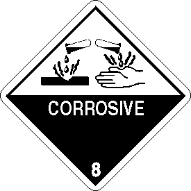 Vinyl Corrosive Class 8 D.O.T. 4"x4" Label