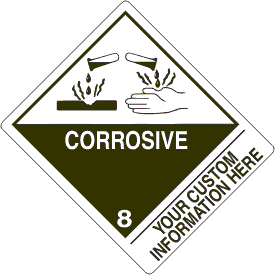 Vinyl Custom 4" x 5" Corrosive Class 8 with Description Strip
