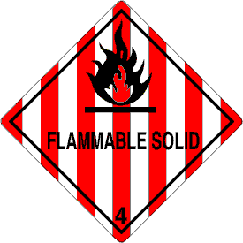 Vinyl Flammable Solid Class 4 D.O.T. 4"x4" Label