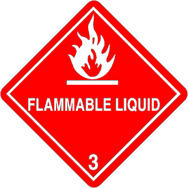 Vinyl Flammable Class 3 D.O.T. 4"x4" Label