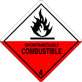 Vinyl Spontaneously Combustible Class 4 D.O.T. 4"x4" Label