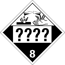 Permanent Vinyl Custom UN or NA Numbered Corrosive Class 8 Placard