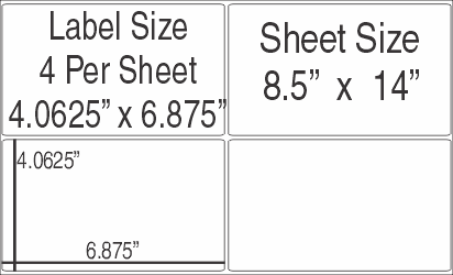 8.5"x14" Sheeted GHS 5609 Laser 4MIL VINYL Drum Label 4UP
